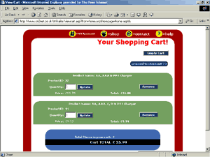 the view cart page